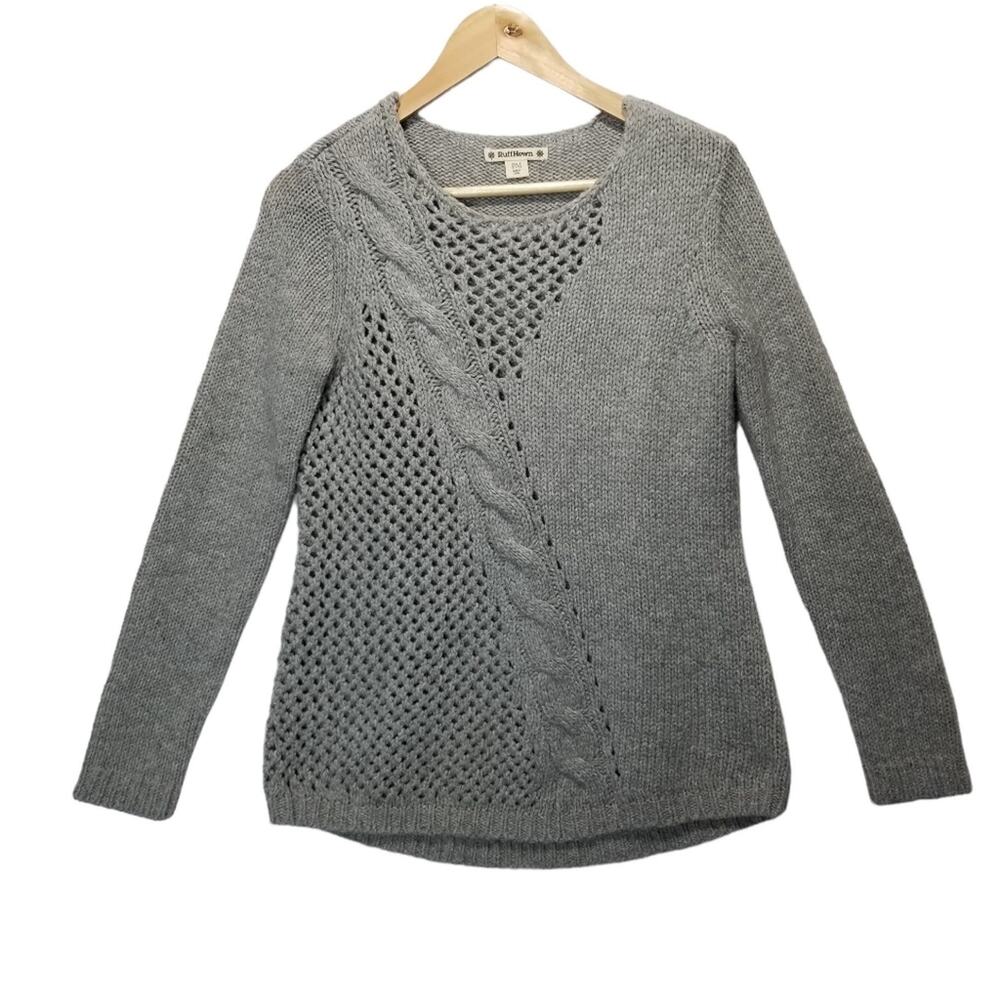 Ruff Hewn Sweater Womens Petite Medium Gray Wool Blend Pullover